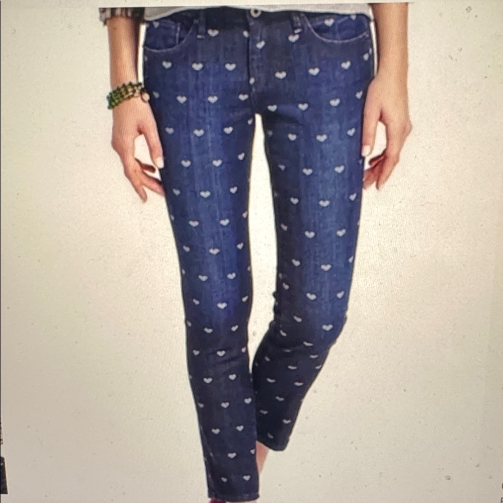 AG Stevie Ankle Heart Patterned Slim Straight Liw Rise Jeans